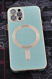 iPhone 12 Pro Uyumlu MagSafe Özellikli Lens Korumalı Renkli Kılıf Mint Yeşili