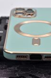 iPhone 12 Pro Uyumlu MagSafe Özellikli Lens Korumalı Renkli Kılıf Mint Yeşili