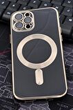 iPhone 12 Pro Uyumlu MagSafe Özellikli Lens Korumalı Renkli Kılıf Siyah