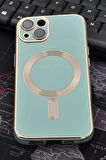 iPhone 13 Uyumlu MagSafe Özellikli Lens Korumalı Renkli Kılıf Mint Yeşili
