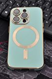 iPhone 14 Pro Uyumlu MagSafe Özellikli Lens Korumalı Lazerli Renkli Kılıf Mint Yeşili