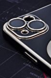 iPhone 14 Uyumlu MagSafe Özellikli Lens Korumalı Renkli Kılıf Siyah