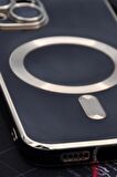iPhone 14 Uyumlu MagSafe Özellikli Lens Korumalı Renkli Kılıf Siyah
