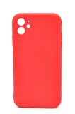 iPhone 11 Uyumlu Düz Renk Esnek Yumuşak Silikon Kılıf  Rubber Kırmızı