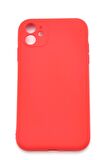 iPhone 11 Uyumlu Düz Renk Esnek Yumuşak Silikon Kılıf  Rubber Kırmızı