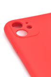 iPhone 11 Uyumlu Düz Renk Esnek Yumuşak Silikon Kılıf  Rubber Kırmızı