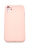 iPhone 11 Uyumlu Düz Renk Esnek Yumuşak Silikon Kılıf  Rubber Pembe