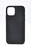 iPhone 12 Pro Max Uyumlu Düz Renk Esnek Yumuşak Silikon Kılıf  Rubber Siyah