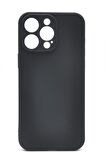 iPhone 13 Pro Max Uyumlu Düz Renk Esnek Yumuşak Silikon Kılıf  Rubber Siyah