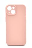 iPhone 13 Uyumlu Düz Renk Esnek Yumuşak Silikon Kılıf  Rubber Pembe
