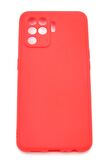 Oppo Reno 5 Lite Uyumlu Düz Renk Esnek Yumuşak Silikon Kılıf  Rubber Kırmızı