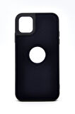 iPhone 11 Uyumlu Deri Görünümlü Sert Kapak Kılıf Antrasit Füme