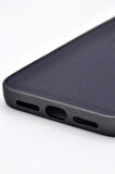 iPhone 11 Uyumlu Deri Görünümlü Sert Kapak Kılıf Antrasit Füme