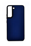 Samsung Galaxy S22 Uyumlu Deri Görünümlü Sert Kapak Kılıf Lacivert