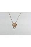 925 GÜMÜŞ KADIN KOLYE ROSE ALTIN GOLD 