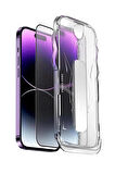 iPhone 12 Pro Uyumlu Tam Kaplayan Siyah Çerçeveli Magic Ekran Koruyucu Cam Kolay Uygulama Aparatlı