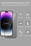 iPhone 12 Pro Uyumlu Tam Kaplayan Siyah Çerçeveli Magic Ekran Koruyucu Cam Kolay Uygulama Aparatlı
