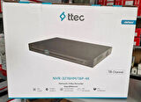 Ttec NVR-3216HM/16P-4K 16 Kanal 16 PoE 2 Sata H.265+ 4K NVR Kayit Cihazı