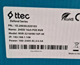 Ttec NVR-3216HM/16P-4K 16 Kanal 16 PoE 2 Sata H.265+ 4K NVR Kayit Cihazı
