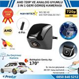 Piramit Balıkgözü AHD 720P ve Analog Çevrilebilir 170 Derece Geniş Açılı Geri Görüş Kamerası