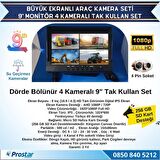 Kayıtlı 9" Monitörlü AHD 1080P 4 Kameralı 256GB SD Destekli 4Pin Tak Kullan Kamera Seti