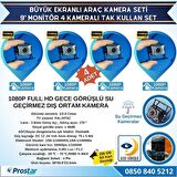 Kayıtlı 9" Monitörlü AHD 1080P 4 Kameralı 256GB SD Destekli 4Pin Tak Kullan Kamera Seti