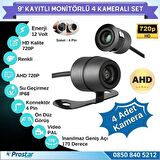 9 inç Dörde Bölünür Kayıtlı 256GB SD Destekli 4 Kameralı 720P AHD 4 Pin Soketli Tak Kullan Kamera Se