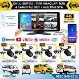 Okul Servisleri için 10.36" Dokunmatik Ekranlı 4 Kameralı Kayıtlı Video Müzik Telefon Ekran Yansıtma