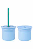 Pipetli Silikon Bardak Seti Mineral Blue / Aqua Green