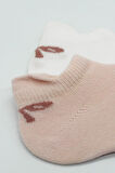Bistyle 2'Li Sneakers Smile Penye Çorap BS20106 Pembe Ekru