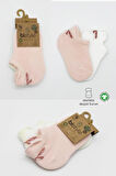 Bistyle 2'Li Sneakers Smile Penye Çorap BS20106 Pembe Ekru