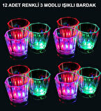LED Işıklı Eğlence Bardakları - 3 Modlu Renk Değiştiren Bardak 12 Adet