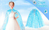 Nessiworld Karlar Ülkesi Elsa Frozen Mavi Pelerin – 80 cm Kar Desenli Çocuk Pelerini ( Taç Hariç )