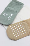 Bistyle Basic Kaymaz Penye Soket Çorap 3'Lü BS10107 Nil Ekru Bej