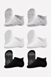 Bistyle 6'Lı Sneakers Kaymaz Penye Çorap BS20102 Gri Beyaz Siyah