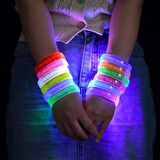 Sarı Led Işıklı Baskı Yapılabilen Pilli Bileklik Bilezik 1,5 cm Genişlik