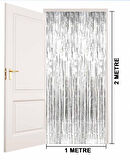 Nessiworld Gümüş Renk Ekstra Metalize Parlak Saçaklı Arka Fon Perde İthal A Kalite 1x2 Metre