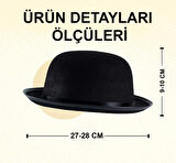 Nessiworld Charlie Chaplin Stil Çocuk Şapkası - Siyah Melon Parti Şapkası