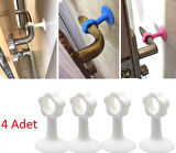CM-072 Vantuzlu Geçmeli Kapı Kolu Stoper 4lü Set Beyaz