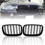 Bmw X6 E71 çift şeritli ön panjur ızgara 2006-2013 arası parlak siyah
