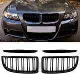 Bmw E90 çift çizgi ön panjur ızgara 2005-2007 arası parlak siyah