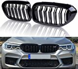 Bmw G30 çift şeritli ön panjur ızgara 2018-2020 arası parlak siyah