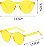 Sert Mika Oval Şekilli Çerçevesiz Sarı Gözlük Retro Parti 5x14 Cm