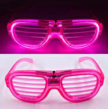 Pembe Led Işıklı Parti Gözlüğü - Neon Glow Şerit Gözlük 3 Modlu