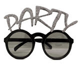 Gümüş Simli Party Yazılı Parti Gözlüğü Show 15x7 Cm