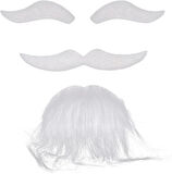 Beyaz Renk Kendinden Yapışkanlı Takma Sakal Bıyık Ve Kaş Seti
