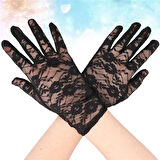 Siyah Renk Bilek Boyu Dantel Eldiven Yetişkin Boy