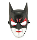 Kırmızı Gözlü Siyah Batman Maske - Lastikli Batgirl Maskesi 28x17 Cm