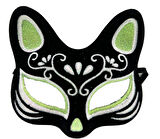 Siyah Renk Süet Kaplama Üzeri Gümüş Yeşil Simli Kedi Maskesi 17x14 Cm