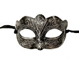 Maskeli Balo Antik Gri Gümüş Eskitilmiş Maske Balo Venedik